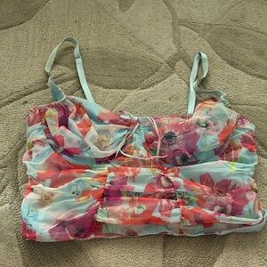 Victoria's Secret Blue and Pink Sheer Top